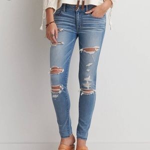 American Eagle destroyed medium wash jeggings
